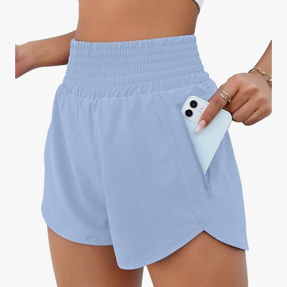 Women’s Athletic Running Shorts- Sky Blue - Picture 2 of 7